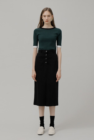 A SLIM COLOR KNIT_GREEN