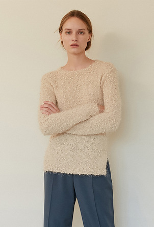 A FEATHER KNIT TOP_CREAM