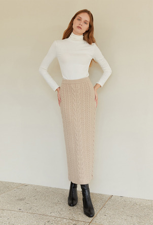 A CABLE KNIT SK_BEIGE
