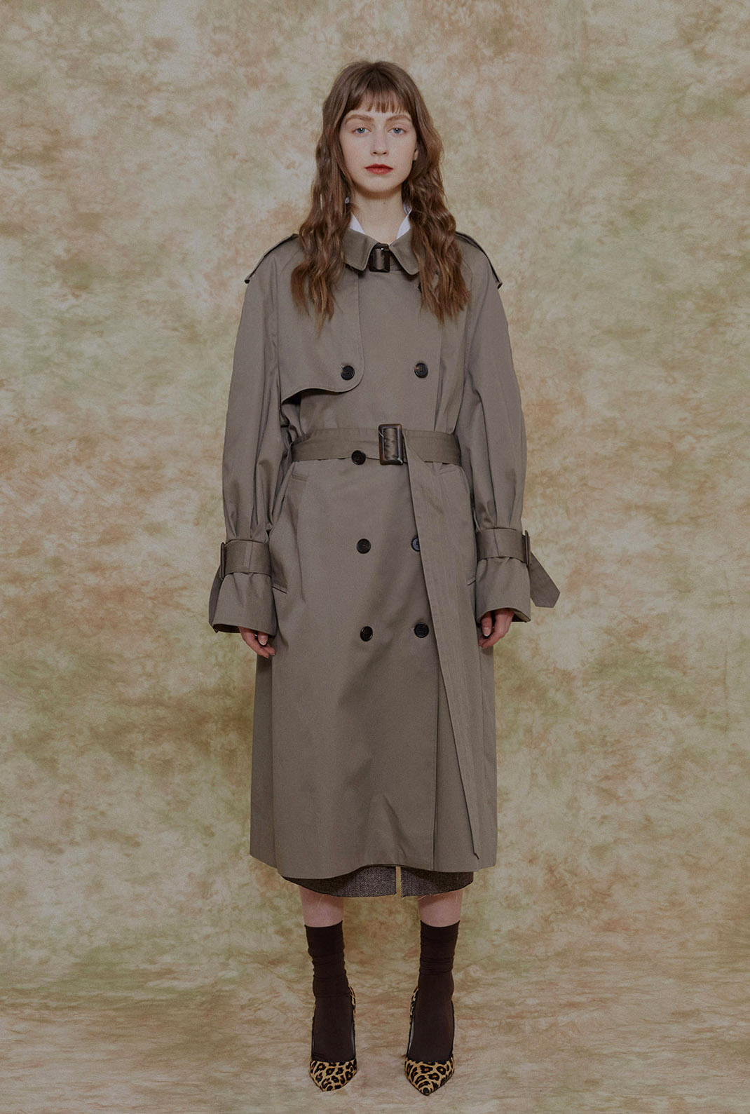 A OVERSIZE TRENCH CT_KHAKI