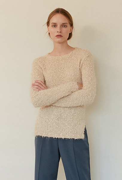 A FEATHER KNIT TOP_CREAM