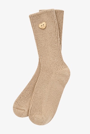 A WOODEN HEART RIBBED SOCKS [3colors]